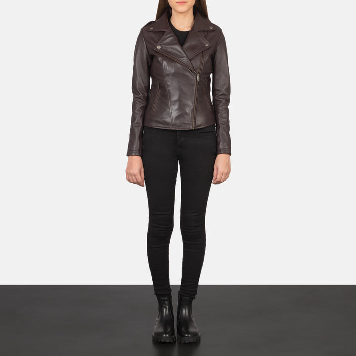 Flashback Maroon Leather Biker Jackets - Image 5