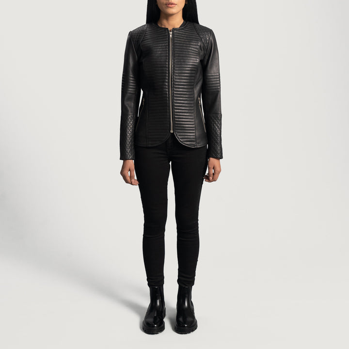 Nexi Quilted Black Leather Jacket - Image 4
