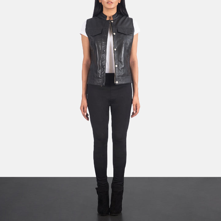 Rayne Moto Brown Leather Vest - Image 7