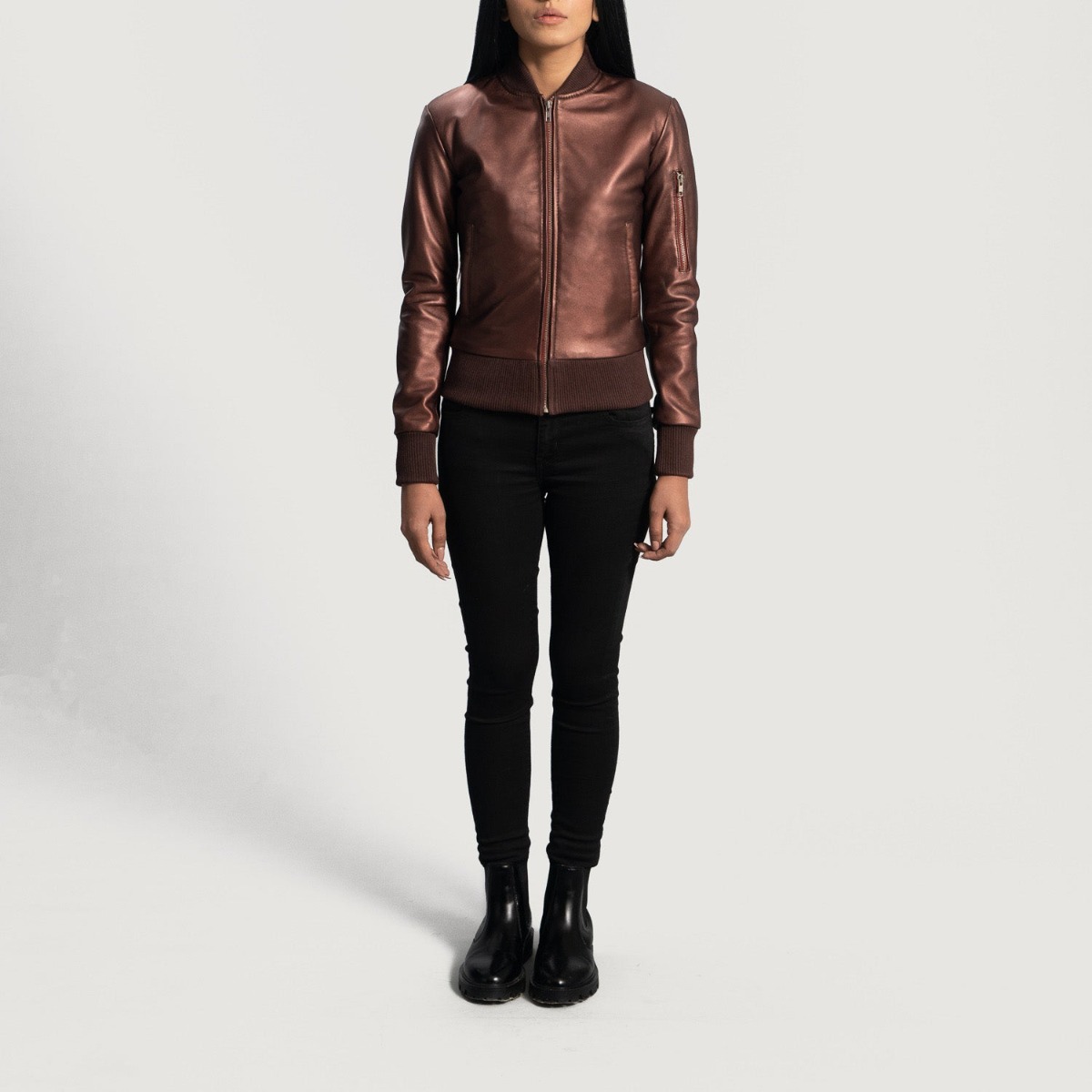Reida Leather Bomber Jacket - Image 6