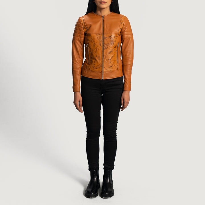 Sandy Tan Dye Leather Biker Jackets