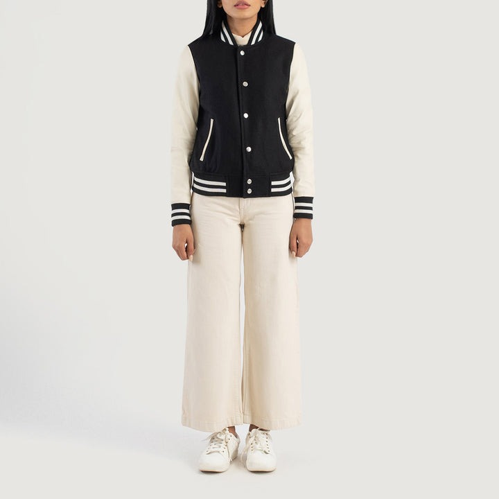 Savant Black & White Hybrid Varsity Jacket - Image 2