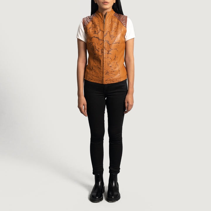 Westina Tan Dye Leather Vests - Image 2