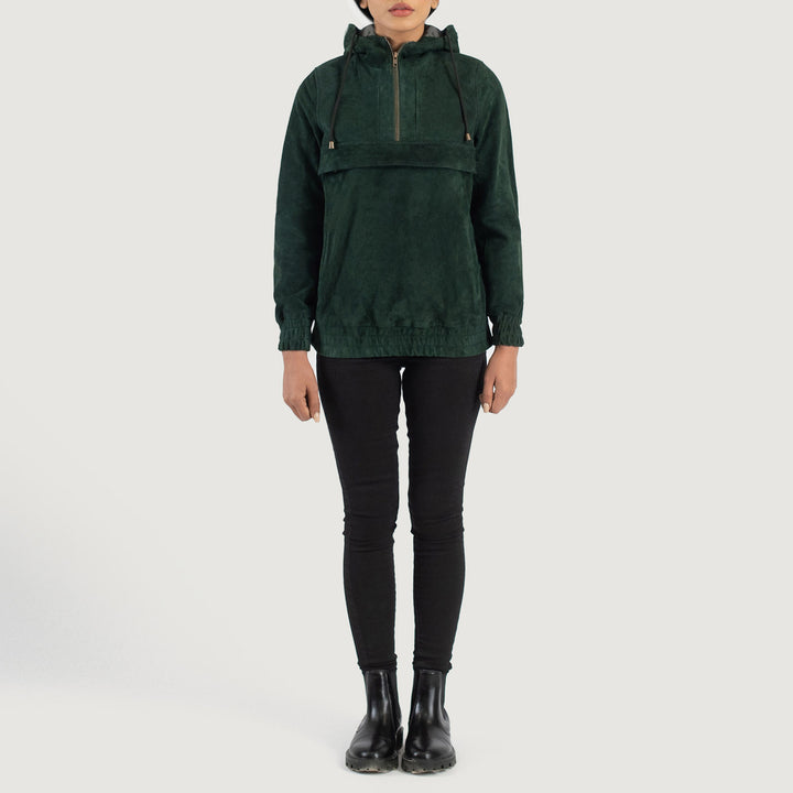 Zest Green Hooded Leather Pullover Jackets - Image 2