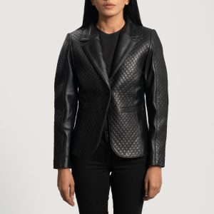 Cora Quilted Black Leather Blazers