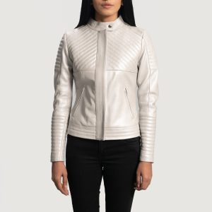 Ice Maiden Silver Quilted Leather Biker Jackets
