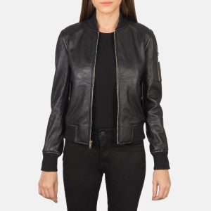 Ava Ma-1  Black Suede Bomber Jacket