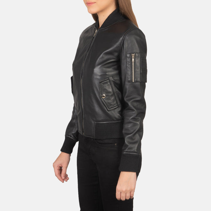 Ava Ma-1  Black Suede Bomber Jacket - Image 5