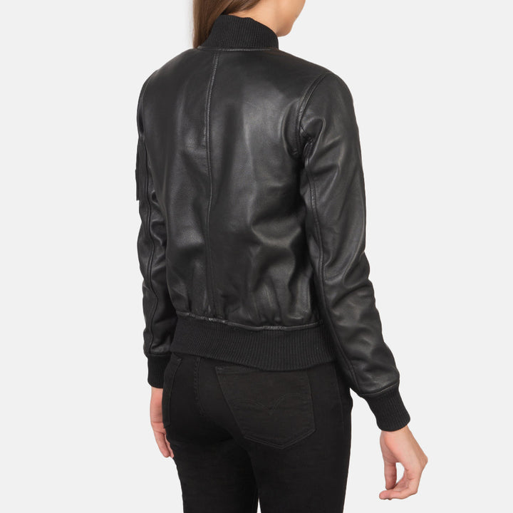Ava Ma-1  Black Suede Bomber Jacket - Image 6