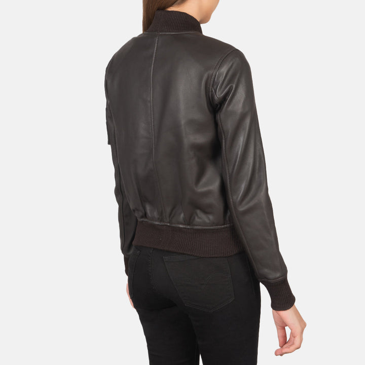 Ava Ma-1 Brown Leather Bomber Jacket - Image 3