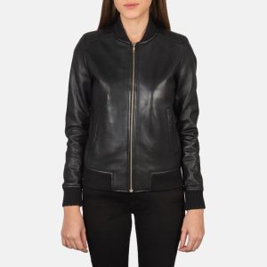 Bliss Black Leather Bomber Jackets
