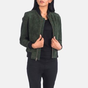 Bliss Green Leather Bomber Jackets