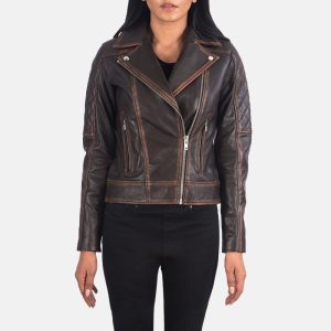 Carolyn Quilted Vintage Brown Biker Jackets