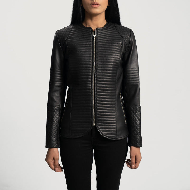 Nexi Quilted Black Leather Jacket - Image 2