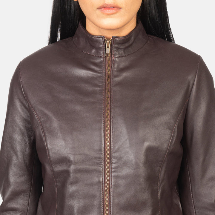 Rumella Mocha Suede Biker Jacket - Image 4