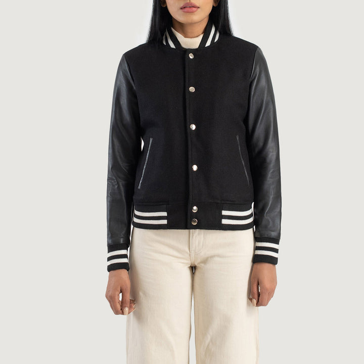 Savant Black Hybrid Varsity Jacket - Image 3