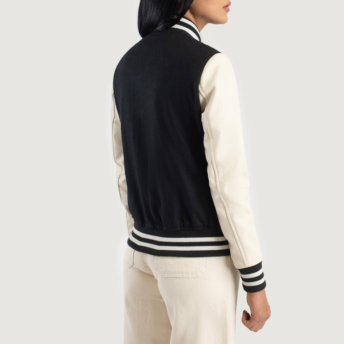 Savant Black & White Hybrid Varsity Jacket - Image 6