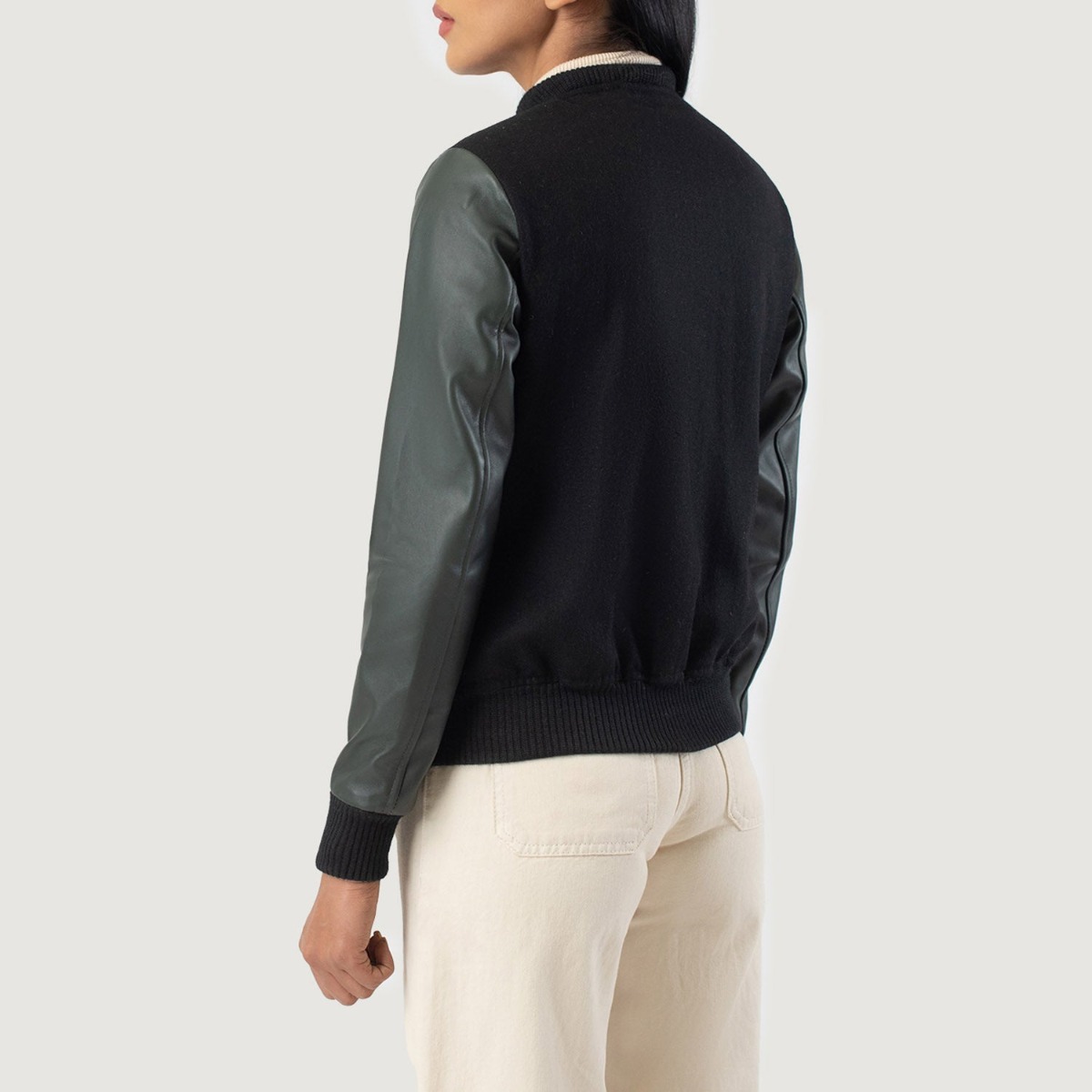 Savant Green & Black Hybrid Varsity Jacket - Image 6