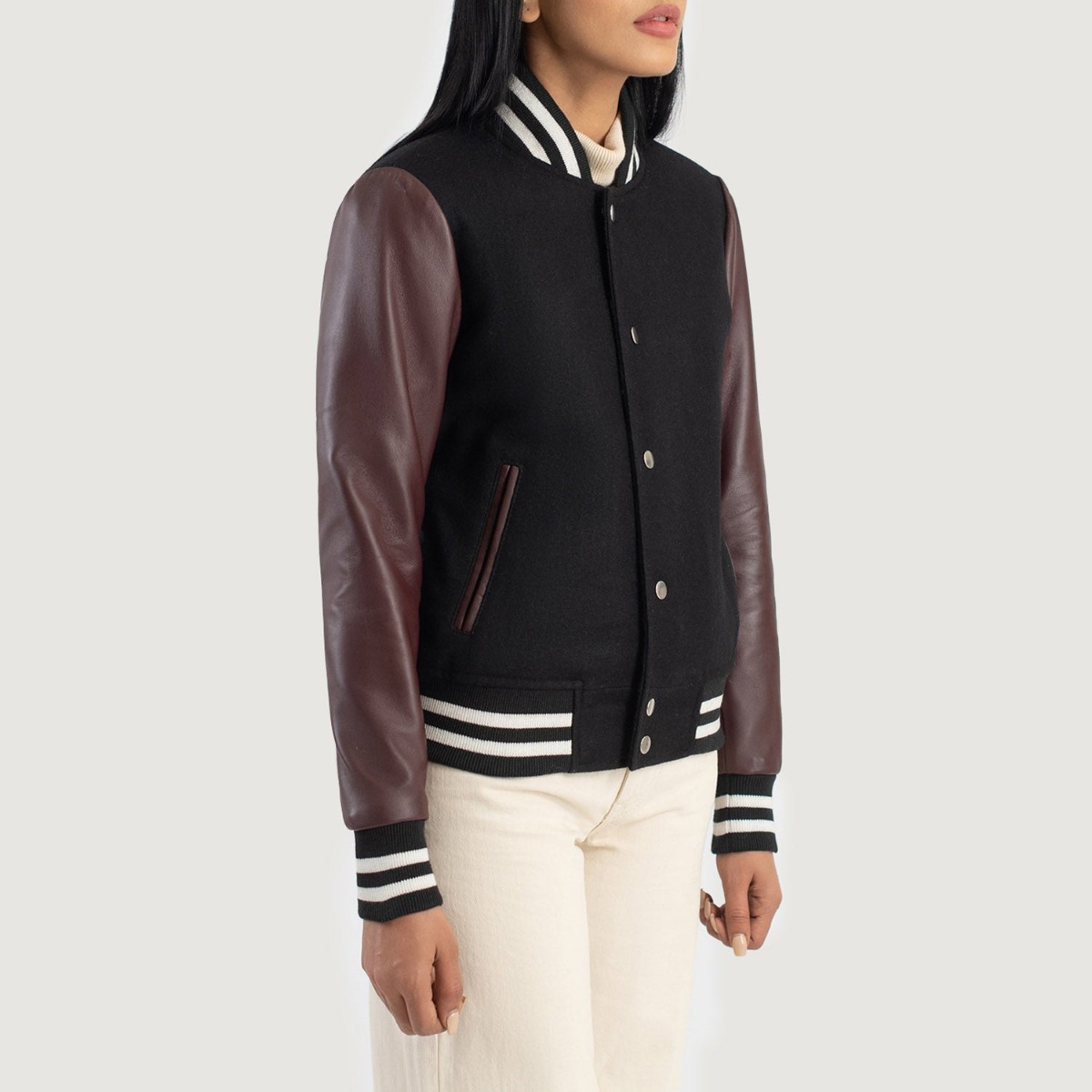 Savant Maroon & Brown Hybrid Varsity Jacket - Image 3