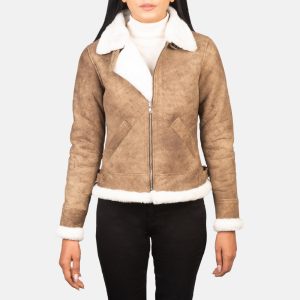 Sherilyn B-3 Distressed Brown Leather Bomber Jackets