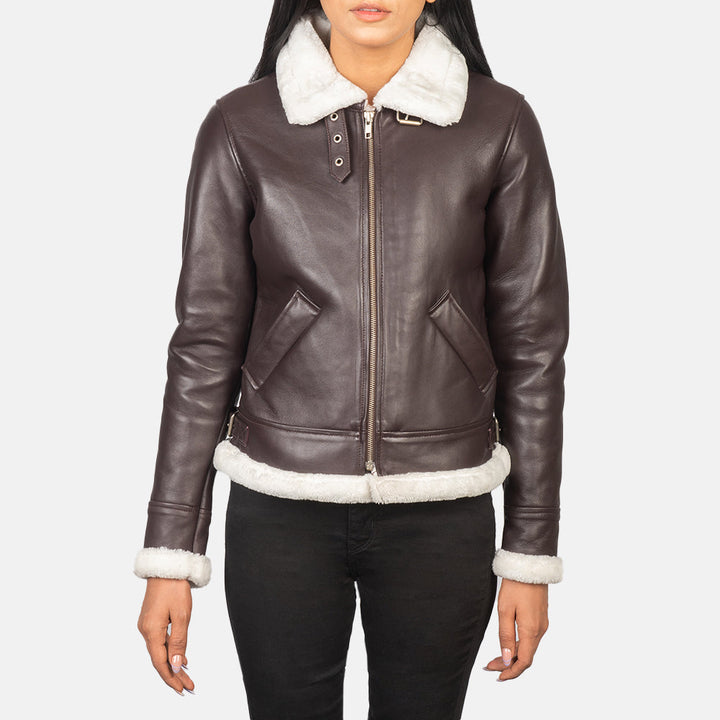 Sherilyn B-3 Maroon Leather Bomber Jackets - Image 5
