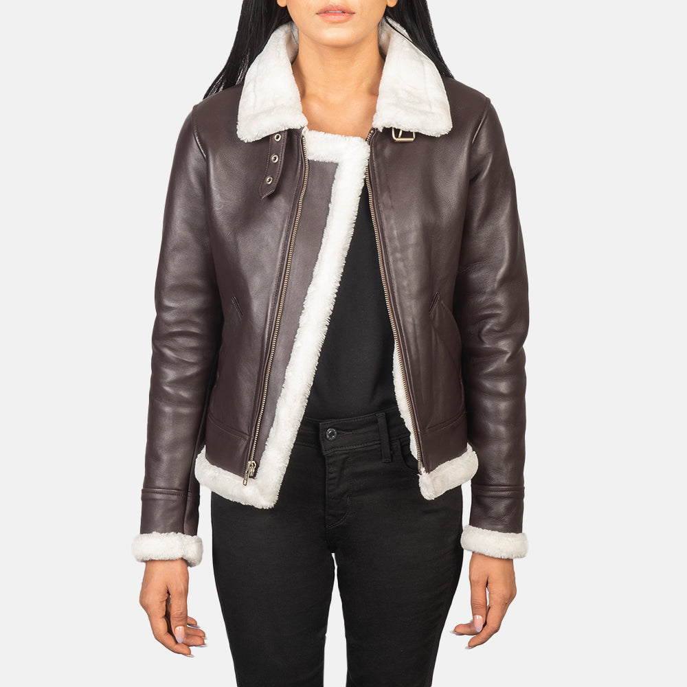 Sherilyn B-3 Maroon Leather Bomber Jackets