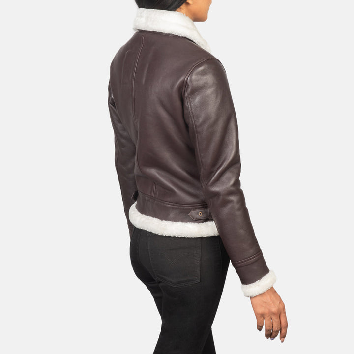Sherilyn B-3 Maroon Leather Bomber Jackets - Image 2