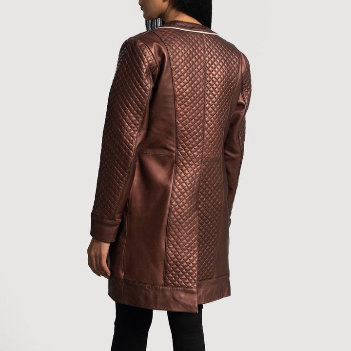 Trudy Lane Quilted Maroon Leather Coats - Image 5