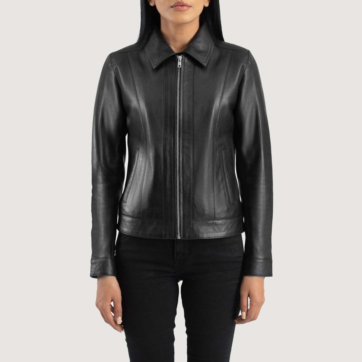 Vixen Black Classic Collar Leather Jackets