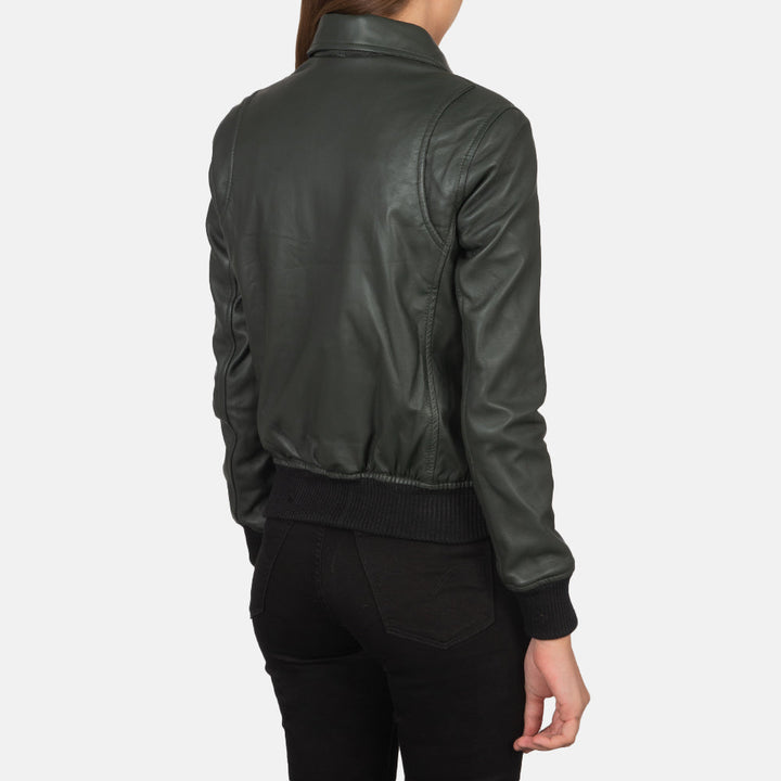 Westa A-2 Green Leather Bomber Jacket - Image 7