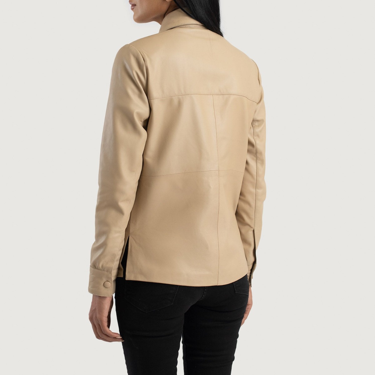 Zenith Beige Leather Shirt Jackets - Image 2