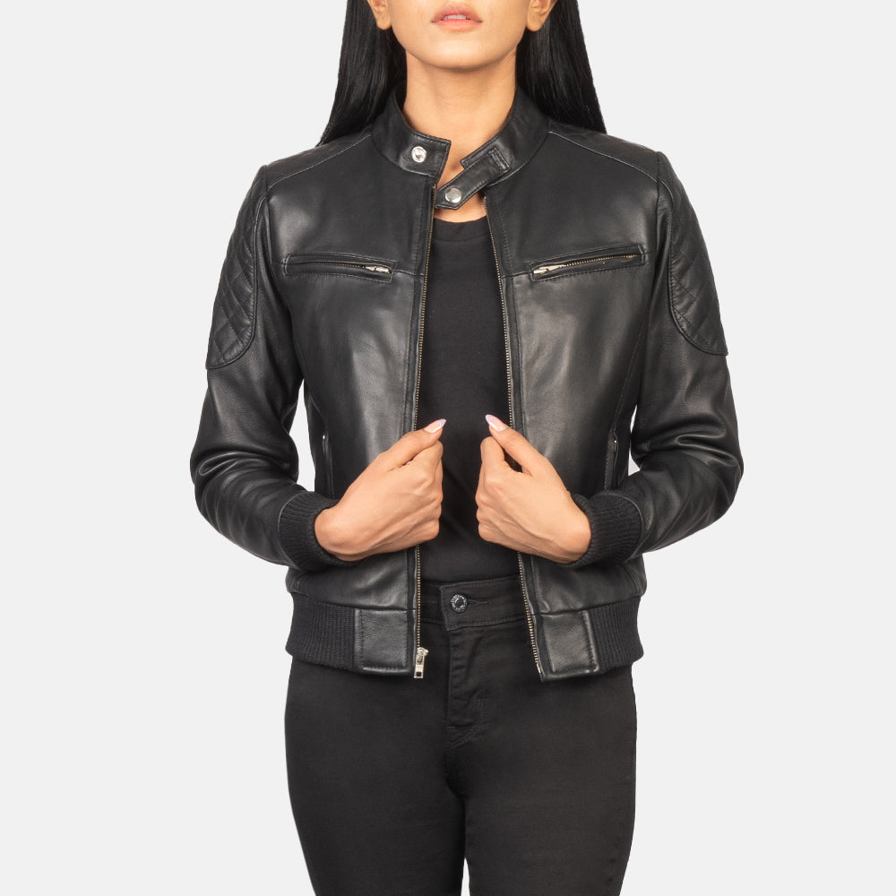 Zenna Black Suede Bomber Jackets