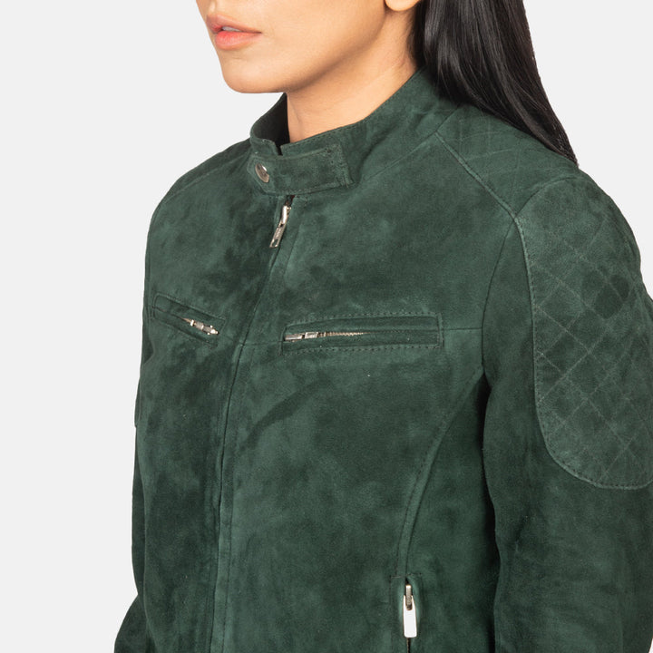 Zenna Green Suede Bomber Jackets - Image 4