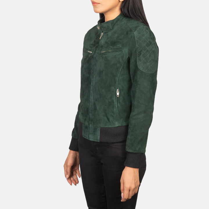 Zenna Green Suede Bomber Jackets - Image 5