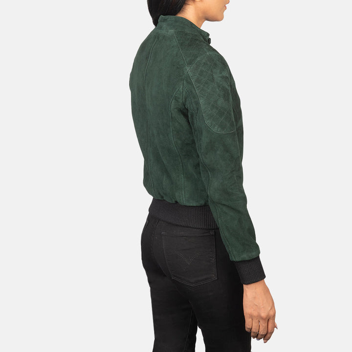 Zenna Green Suede Bomber Jackets - Image 6