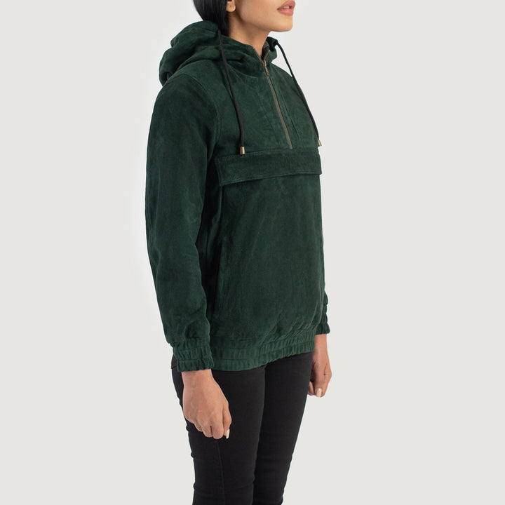 Zest Green Hooded Leather Pullover Jackets - Image 3