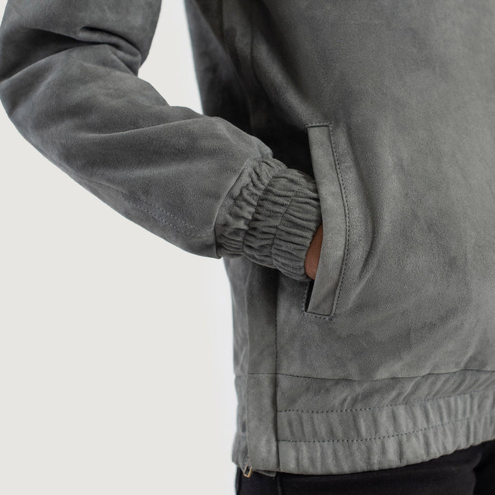 Zest Grey Hooded Leather Pullover Jackets - Image 6