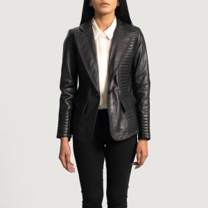 Selina Black Leather Blazers