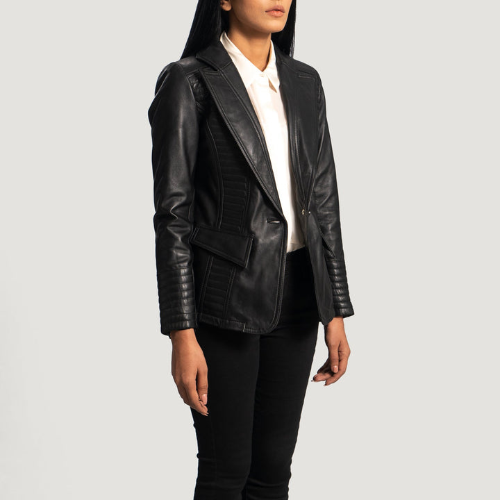 Selina Black Leather Blazers - Image 4