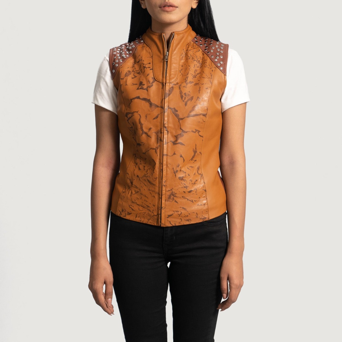 Westina Tan Dye Leather Vests