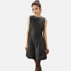Luxe Black Leather Dress